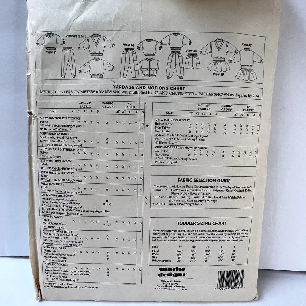 Four Square Vintage Toddler Clothes Sewing Pattern CUT‎